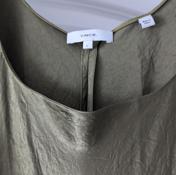 VINCE. nwot Green Satin Slip Midi Dress Large - Picture 3 of 8